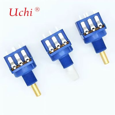 WH116AK ठोस कॉपर शाफ्ट रोटरी डिमिंग पोटेंशियोमीटर 10A पुश-बटन स्विच के साथ